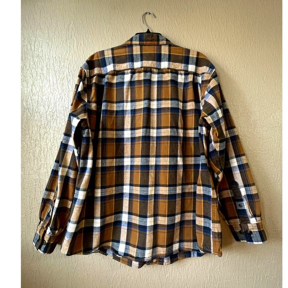 SCHMIDT Workwear Carpenter Men's Plaid Flannel Button Up Shirt Brown Cotton XL - Picture 2 of 11